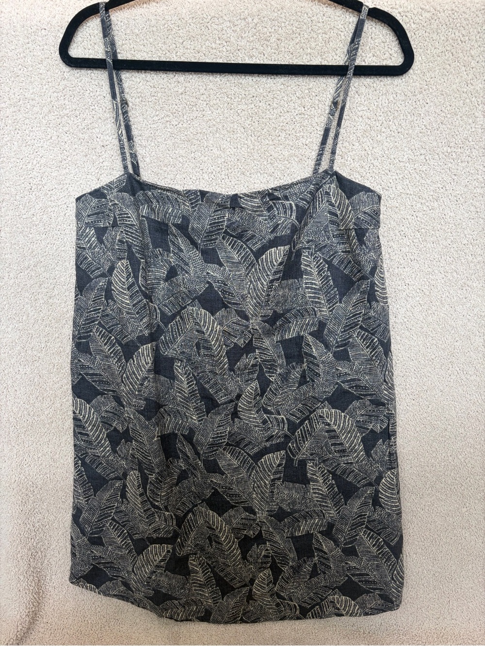 Faherty Byron Bay Dress Charcoal Banana Leaf 100% Linen NWT Size S $148